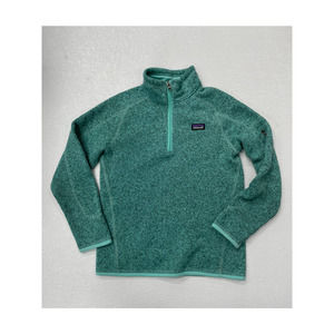 Patagonia Girls Better Sweater 1/4 Quarter Zip Vjosa Green Sz L 12